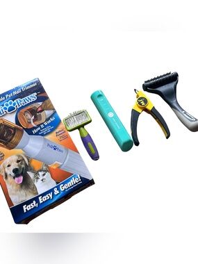 Pet Grooming Tool Kit - nail trimmers big and small Brush & Yellow Nail Clipper
